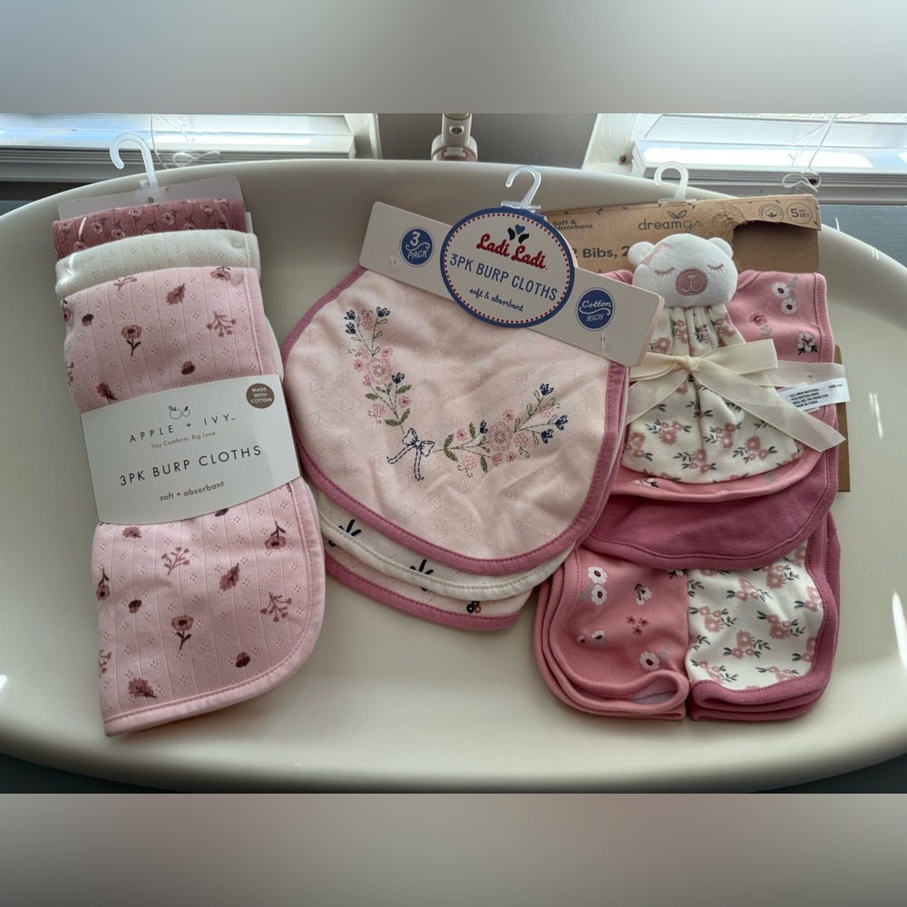 Baby Burp Cloths & Bibs Bundle Girl